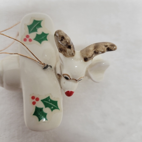 Fitz And Floyd Holly Express Reindeer Plane Christmas Ornament Vintage 1978 - Picture 11 of 11